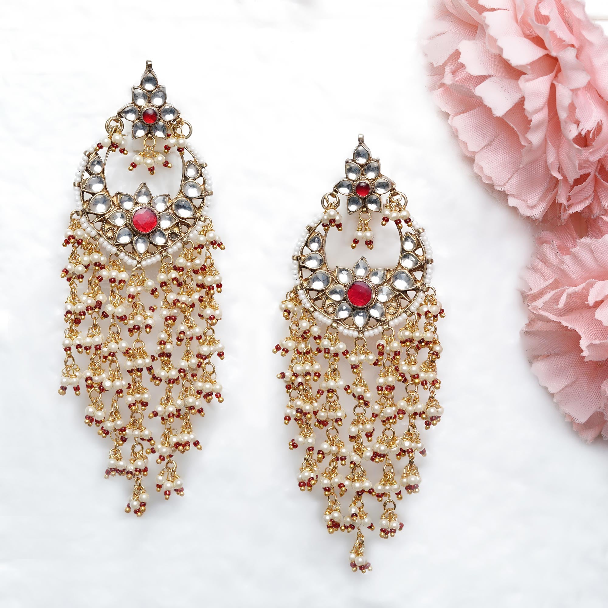 Mehreen Tassel Earrings - Red