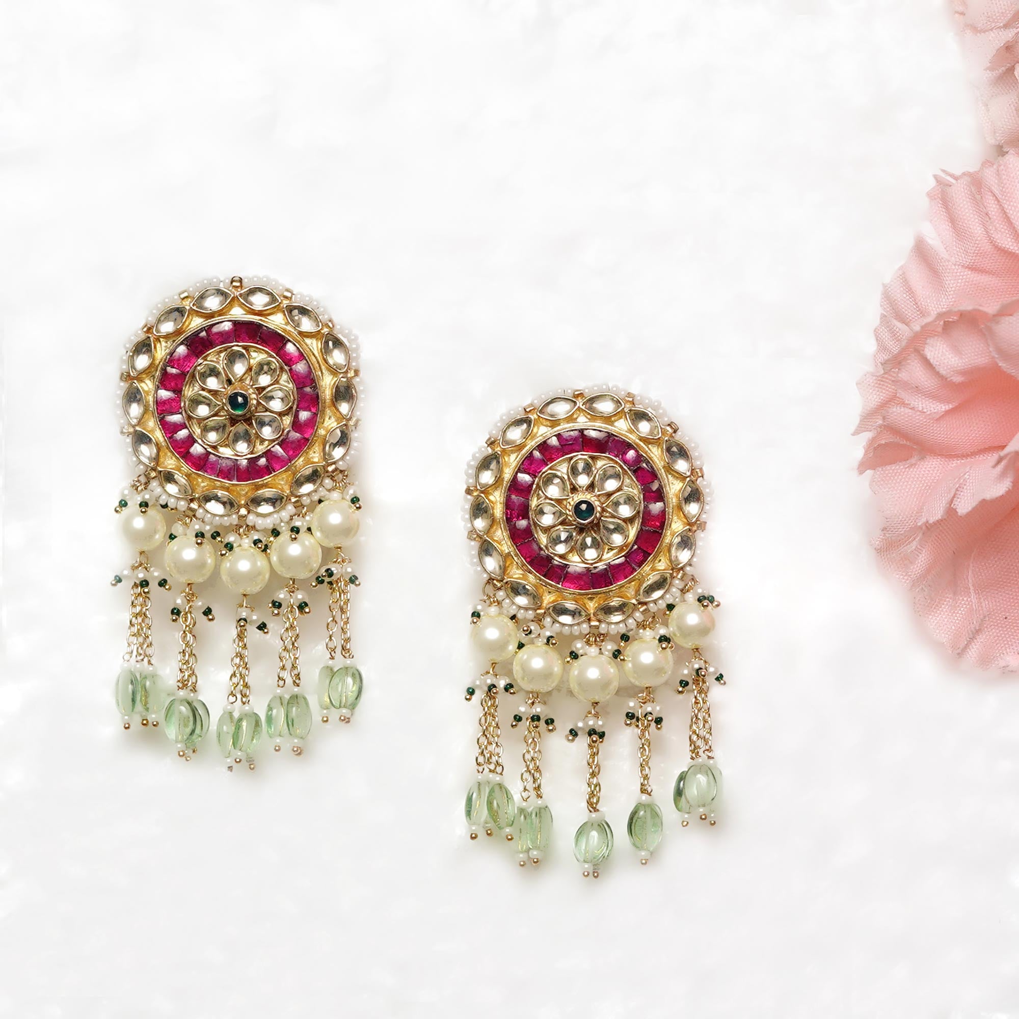 Tia Studs With Tassels - Pink