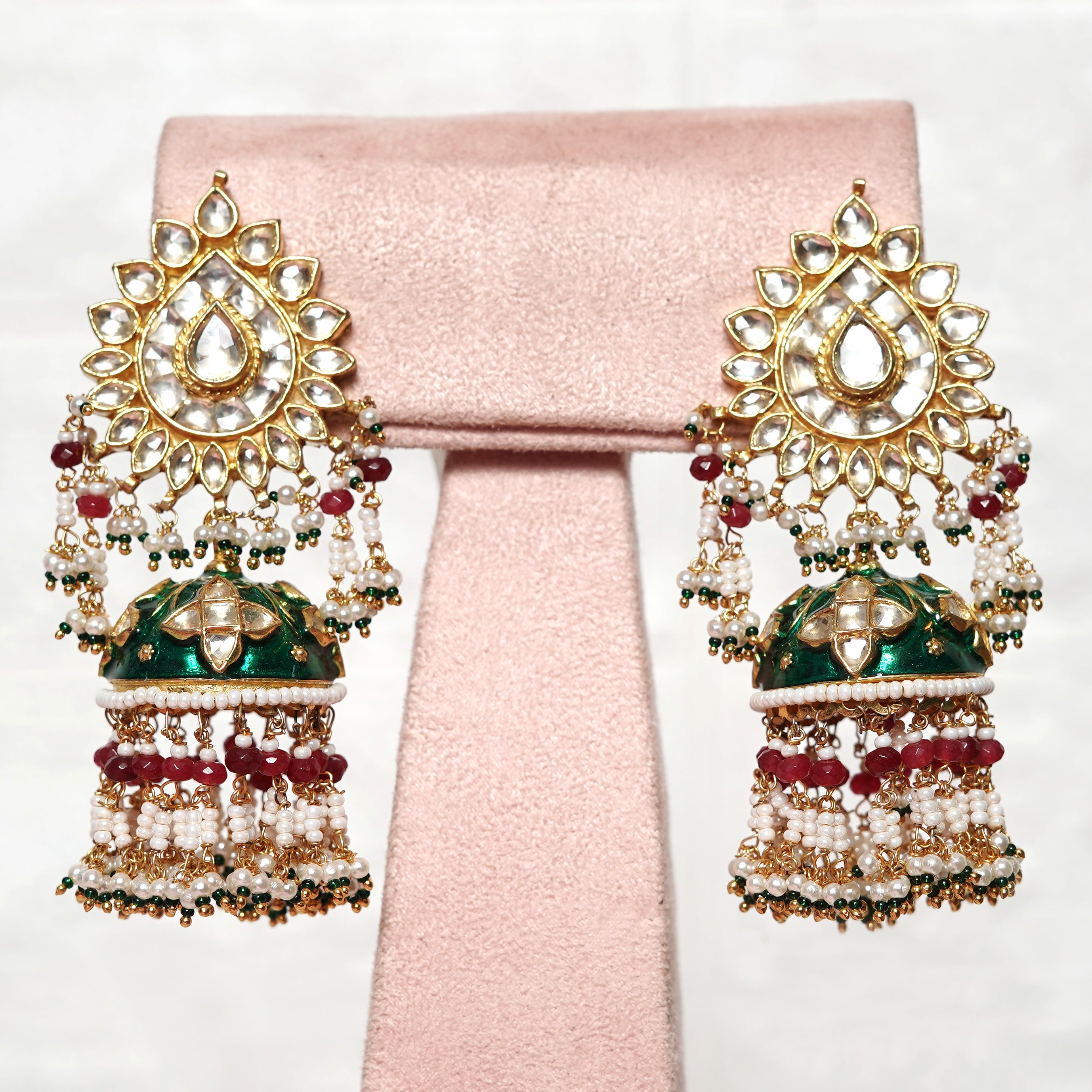Nyra Jhumka With Green Meena
