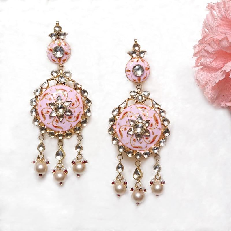 Pink/Rani Kundan Stud Earring| Meenakari Earring, Indian Earring, Indian  Jewelry | eBay