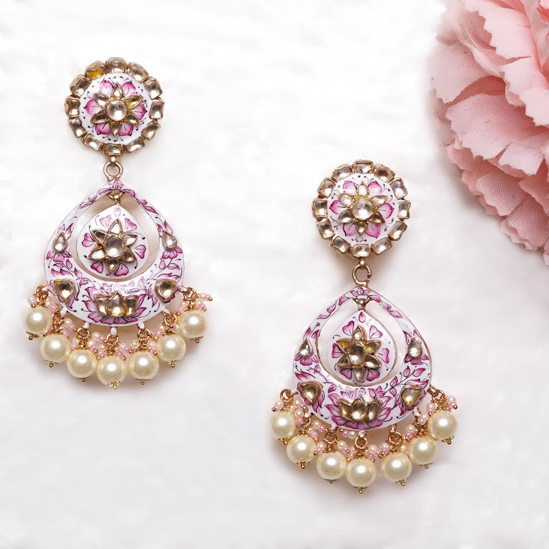 Ghoomar meenakari earrings-Light Pink – Rohika Store