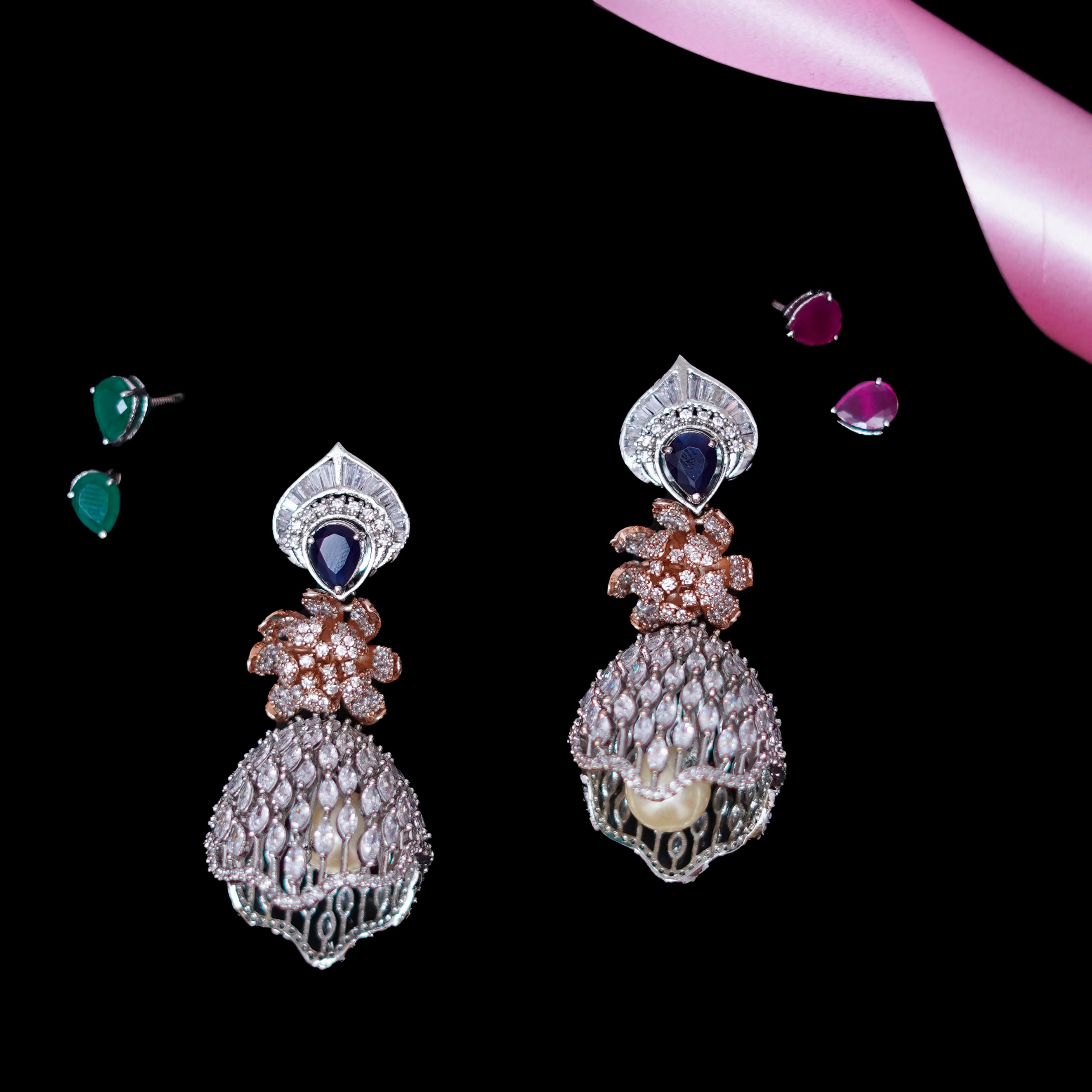 Saniah Jhumka With Changeable Stones