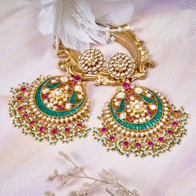 Noor Chaandbaali - Green & Pink