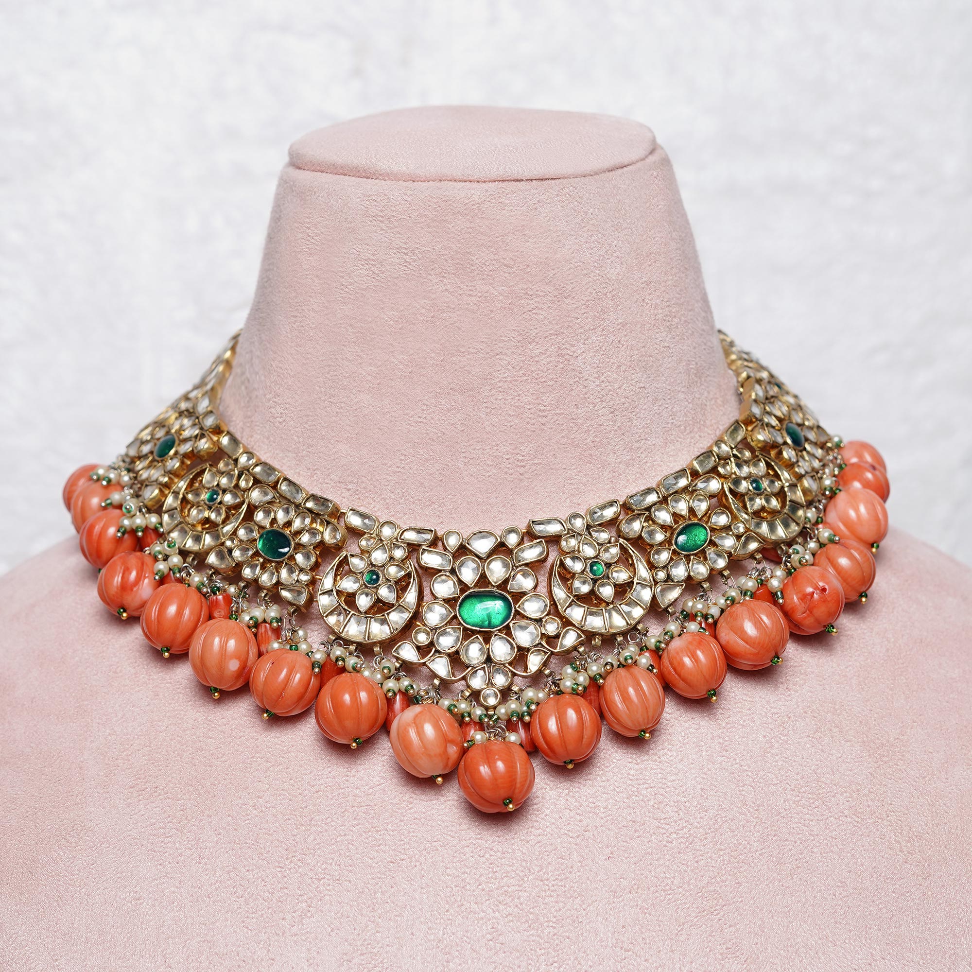 Sunehri Necklace Set - orange drop