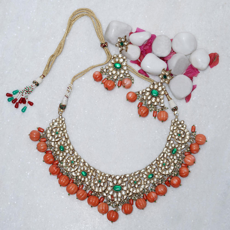 Sunehri Necklace Set - orange drop