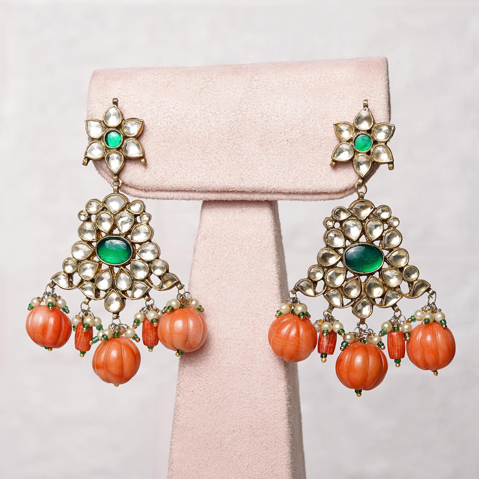 Sunehri Necklace Set - orange drop