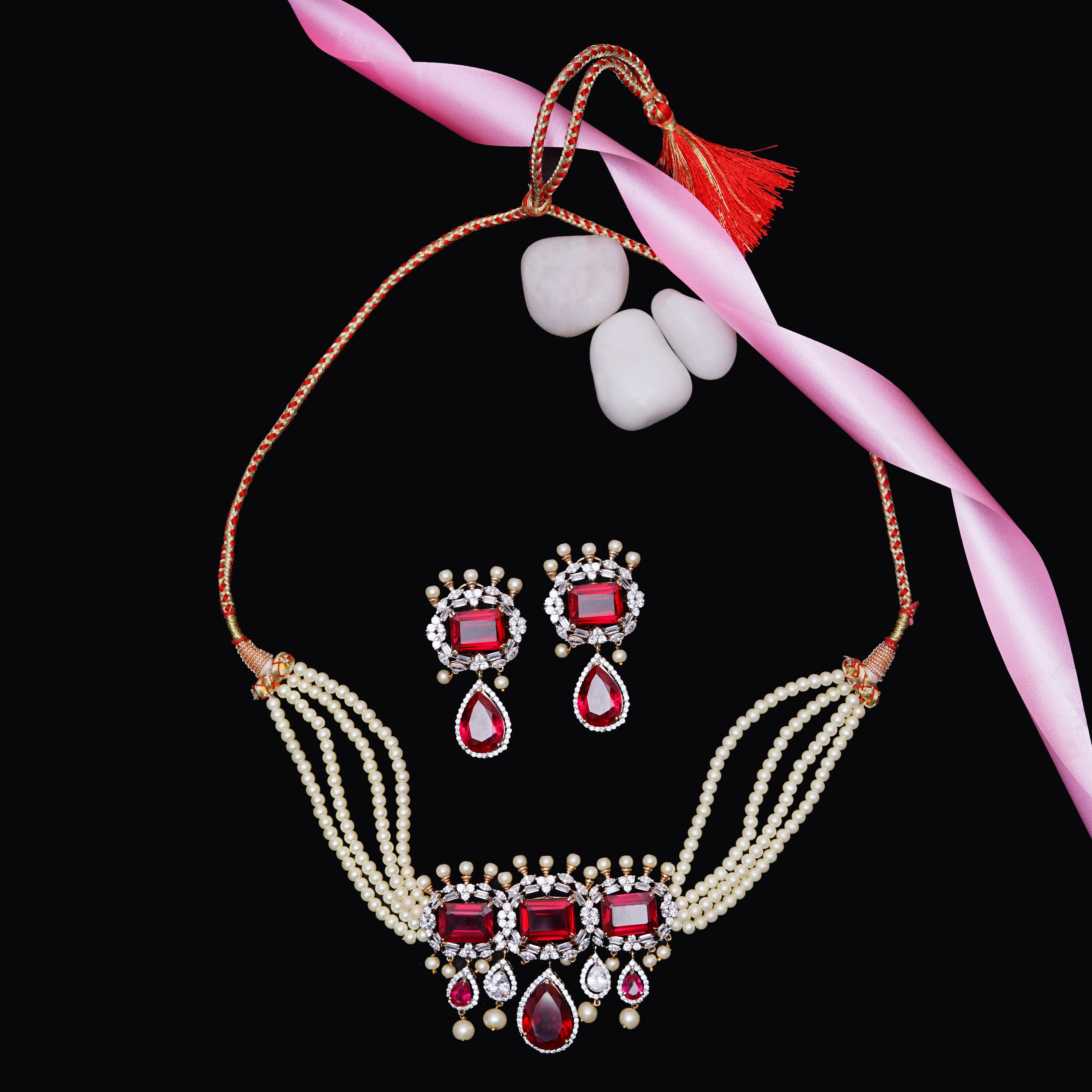 Ina Necklace Set - Red