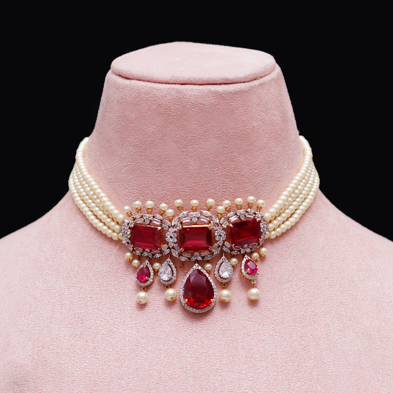 Ina Necklace Set - Red