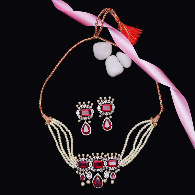 Ina Necklace Set - Red